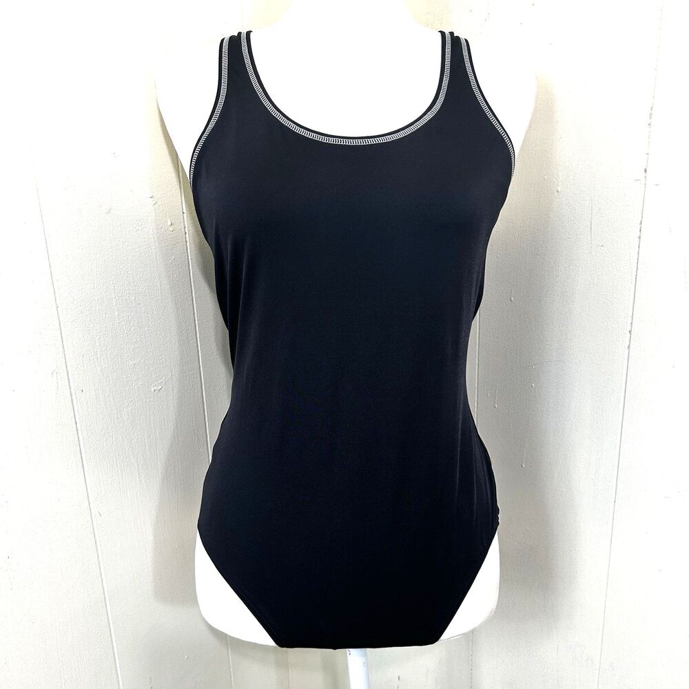 Lands' End Women’s Swimsuit Black One Piece Swimsuit Size 8 Comfort Beach